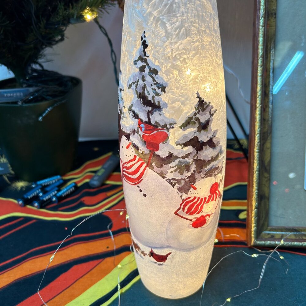 Frosted Glass Snowman Light - Holidays or Nightlight Electric